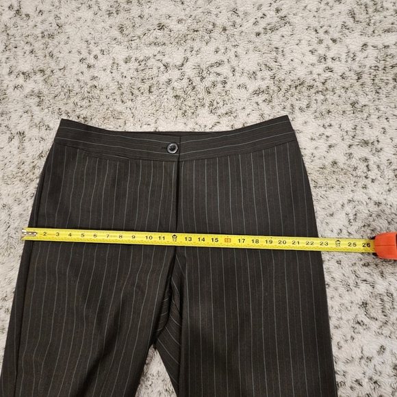 Chico's SZ 3/16 Flat Front Straight Leg Gray W/Blue Pinstripe Stretch Trouser - Picture 6 of 11